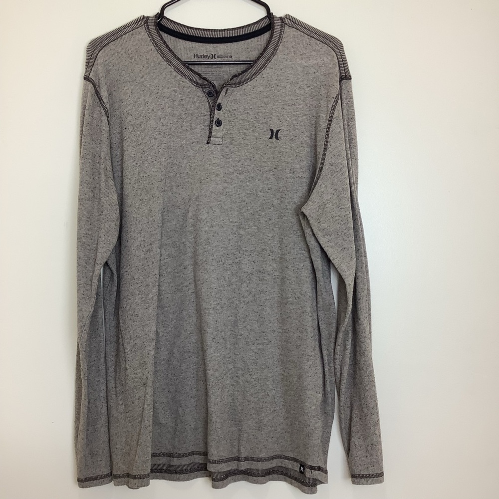 Hurley Buckle  Men’s Long Sleeve Lightweight Brown  T-Shirt XL 1/4 Button